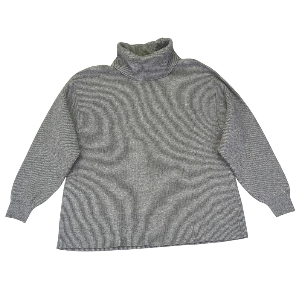 Free People Softly Structured Knit Tunic Sweater Women M Rib Turtleneck Pullover